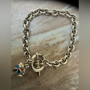 Ralph Lauren Sterling Silver Enamel Teddy Bear Bracelet toggle clasp